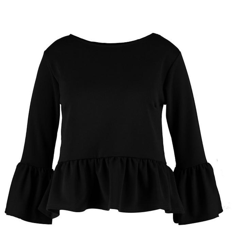 NWT - Black Ruffle Hem Top